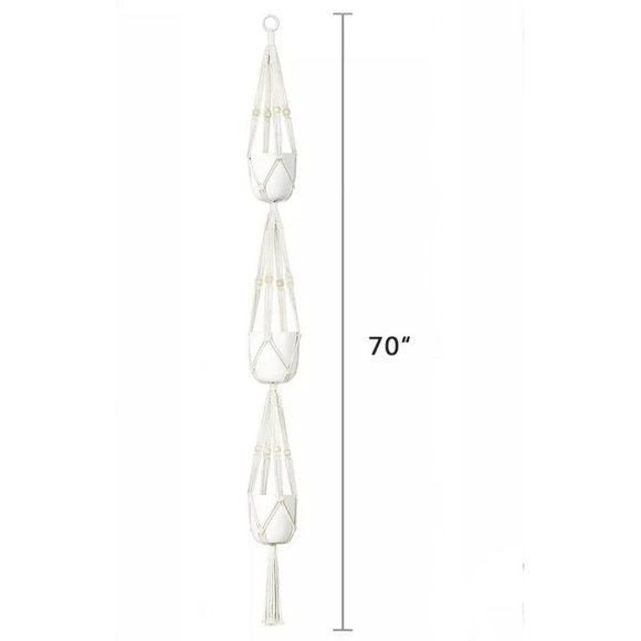 2 Pack Plant Hanger 3 Tier Indoor/Outdoor Hanging Planter Basket Rope W/ Beads - Picture 6 of 6